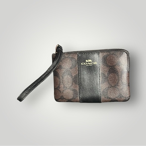 Coach Hallie Shoulder Bag In Signature Canvas Brown / Black F80298 & Wallet - Picture 11 of 16